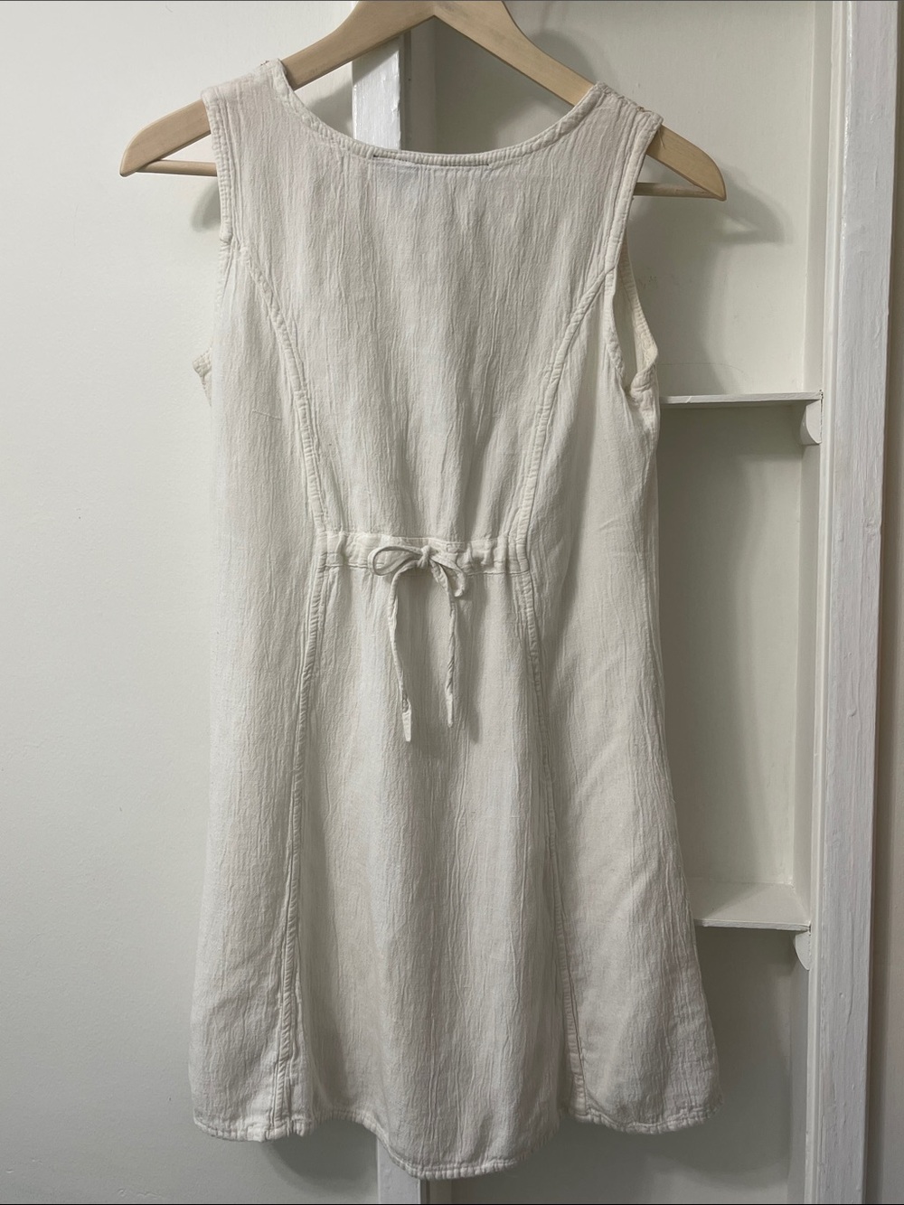Raya Sun White Crinkle Linen Cotton Boho Embroidered Mini Dress Coverup Size M - Picture 16 of 16
